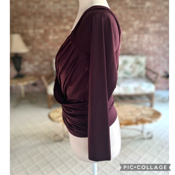 Express Body Contour Plum Crop Ruched Knit Top L - Picture 6 of 9